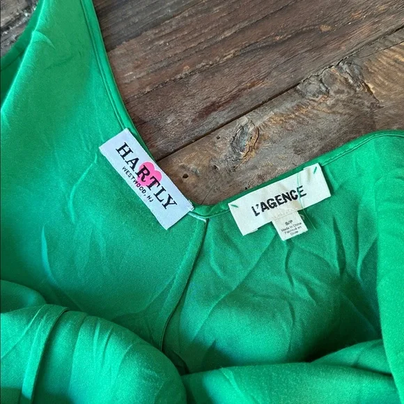 L’Agence Serita emerald green silky maxi slip dress size Small - Picture 6 of 8